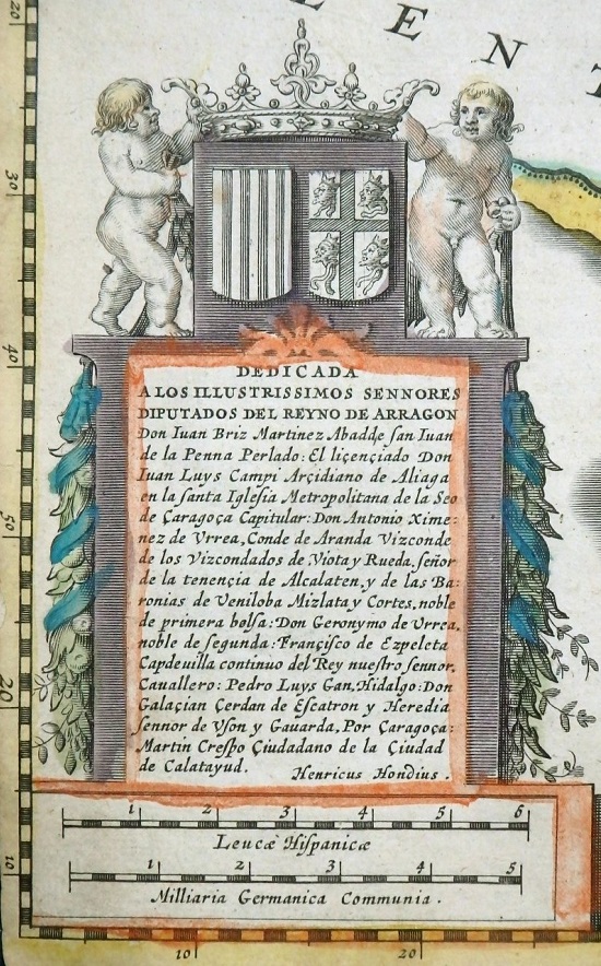 1633 Arragonia tabula Hondius Dedicatoria