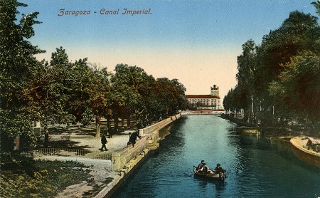Postal coloreada, El Canal Imperial de Aragón a su paso por Zaragoza. Inicios del siglo XX. 40