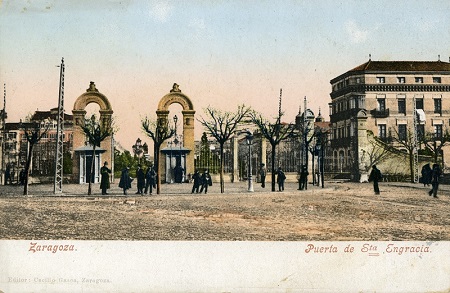 Postal coloreada, Palacio del Museo Provincial de Zaragoza construido durante la exposición de 1908. Zaragoza. Inicios del siglo XX. 46