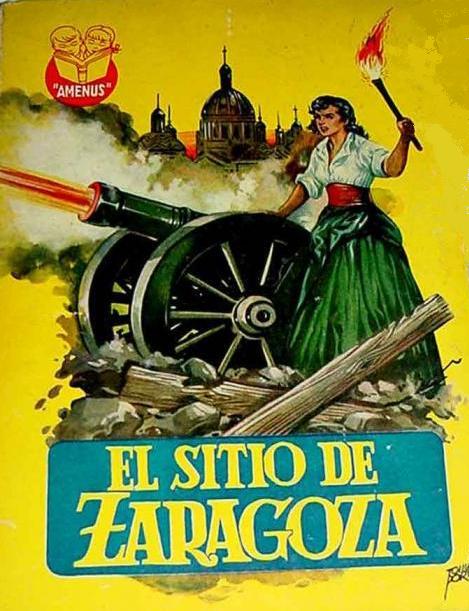 Agustina de Aragón. Portada de un libro con su historia. Sitios de Zaragoza. 5