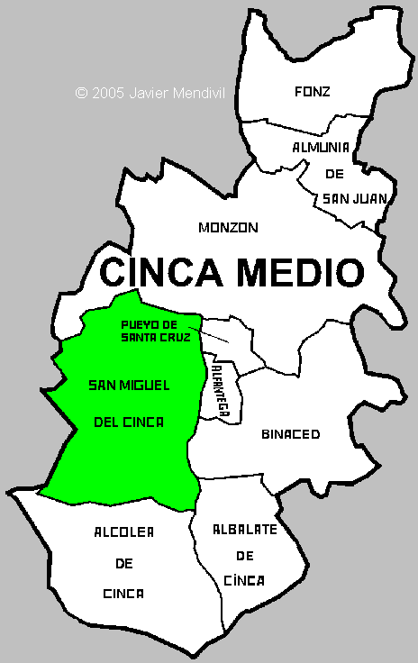 Monezipio de San Miguel d'o Cinca drento d'a redolada Cinca Medio