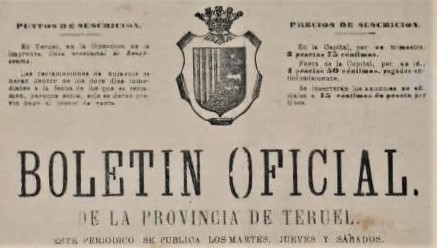 Cabecera Boletín Oficial de Teruel histórico 1880