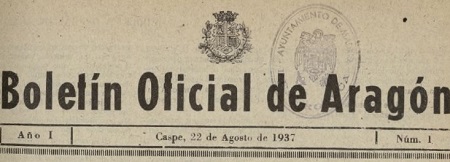 Cabecera Boletín Oficial de Aragón histórico 1937