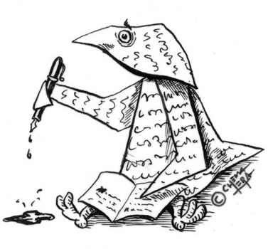 Ilustración para la revista Palabras de Papel, de la Asociación de Escritores de Aragón. Haz clic en las ilustraciones de abajo para verlas completas