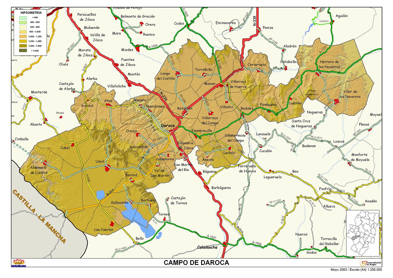 Mapa de la Comarca de Campo de Daroca.