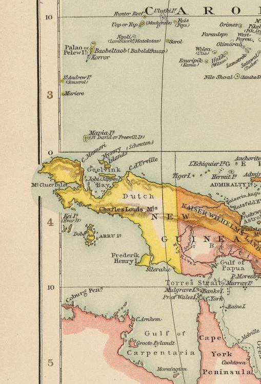 Islas Guedes o Mapia o San David o Freewill. Mapa ingles de 1895.