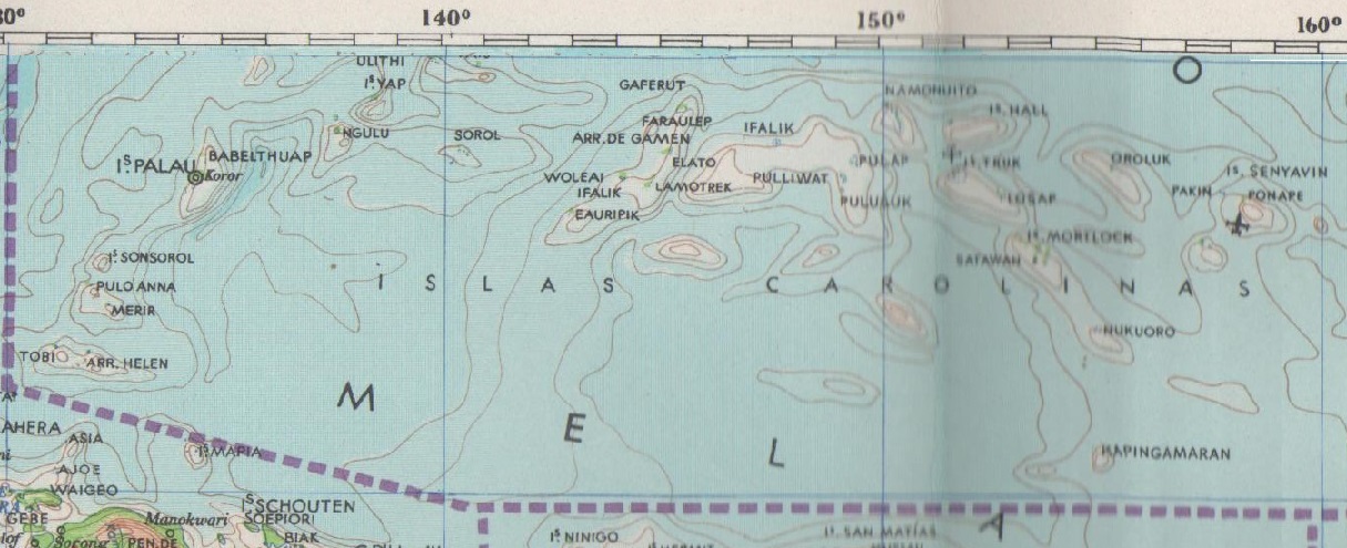 Mapa de Oceanía en 1968. Instituto Gallarch.