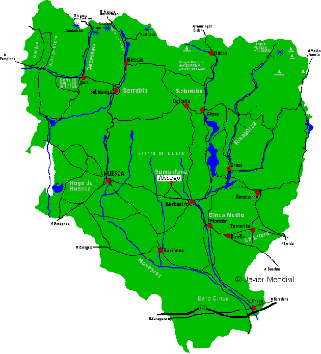 Situación de Abiego dentro de Huesca