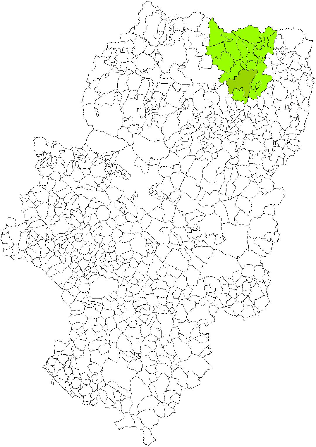 Mapa en grande de la posición y extensión del municipio Ainsa-Sobrarbe en Aragón