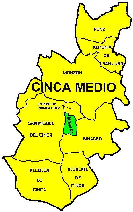 Mapa del Municipio de Alfantega dentro de la comarca Cinca Medio