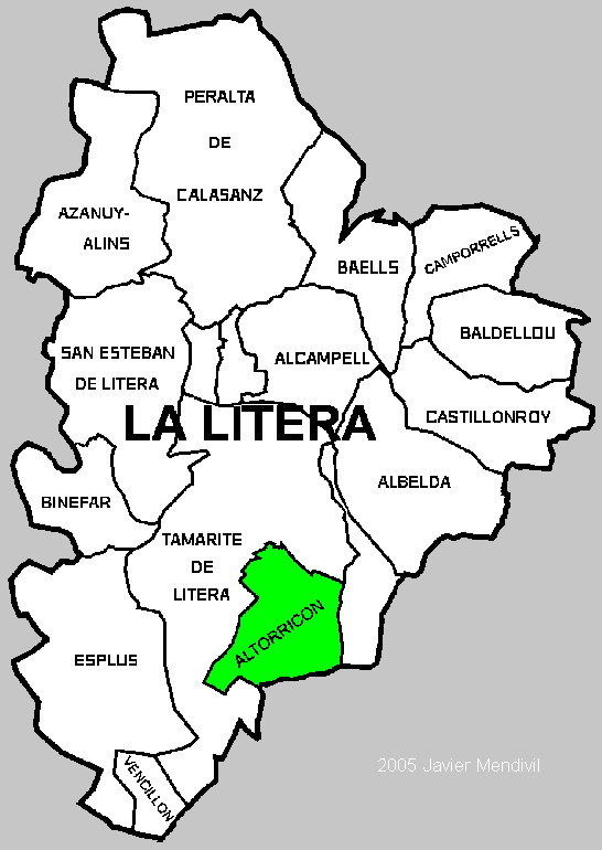 Municipio de Altorricón dentro de la Comarca de La Litera/ La Llitera