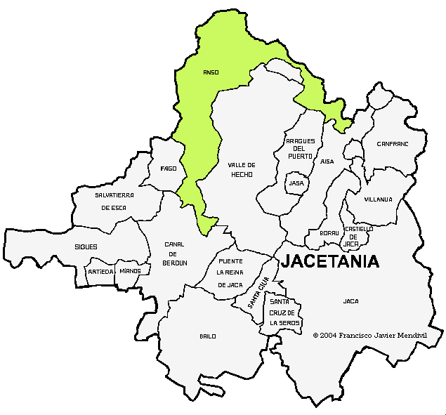 Municipio de Anso dentro de la Comarca La Jacetania