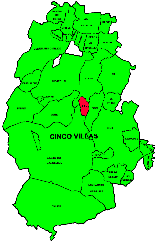 Municipio de Asín dentro de la Comarca de Las Cinco Villas