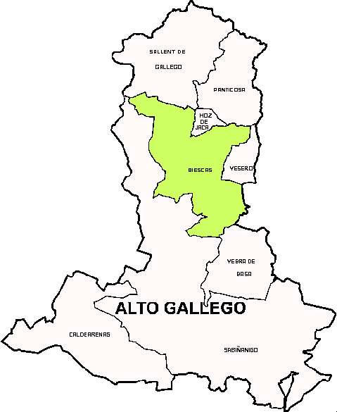 Municipio de Biescas dentro de la Comarca Alto Gállego