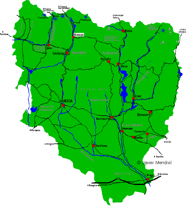Situación del municipio Biescas dentro de la provincia de Huesca