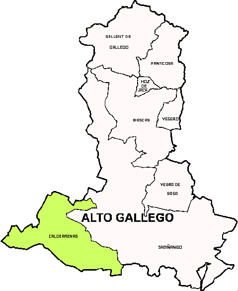 Municipio de Caldearenas dentro de la Comarca Alto Gállego