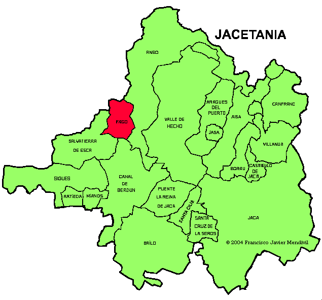 Municipio de Fago dentro de la Comarca La Jacetania