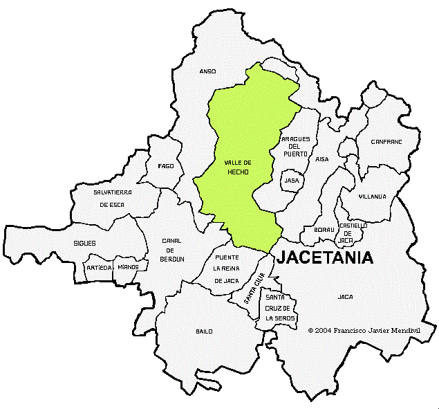 Municipio de Valle De Hecho dentro de la Comarca La Jacetania