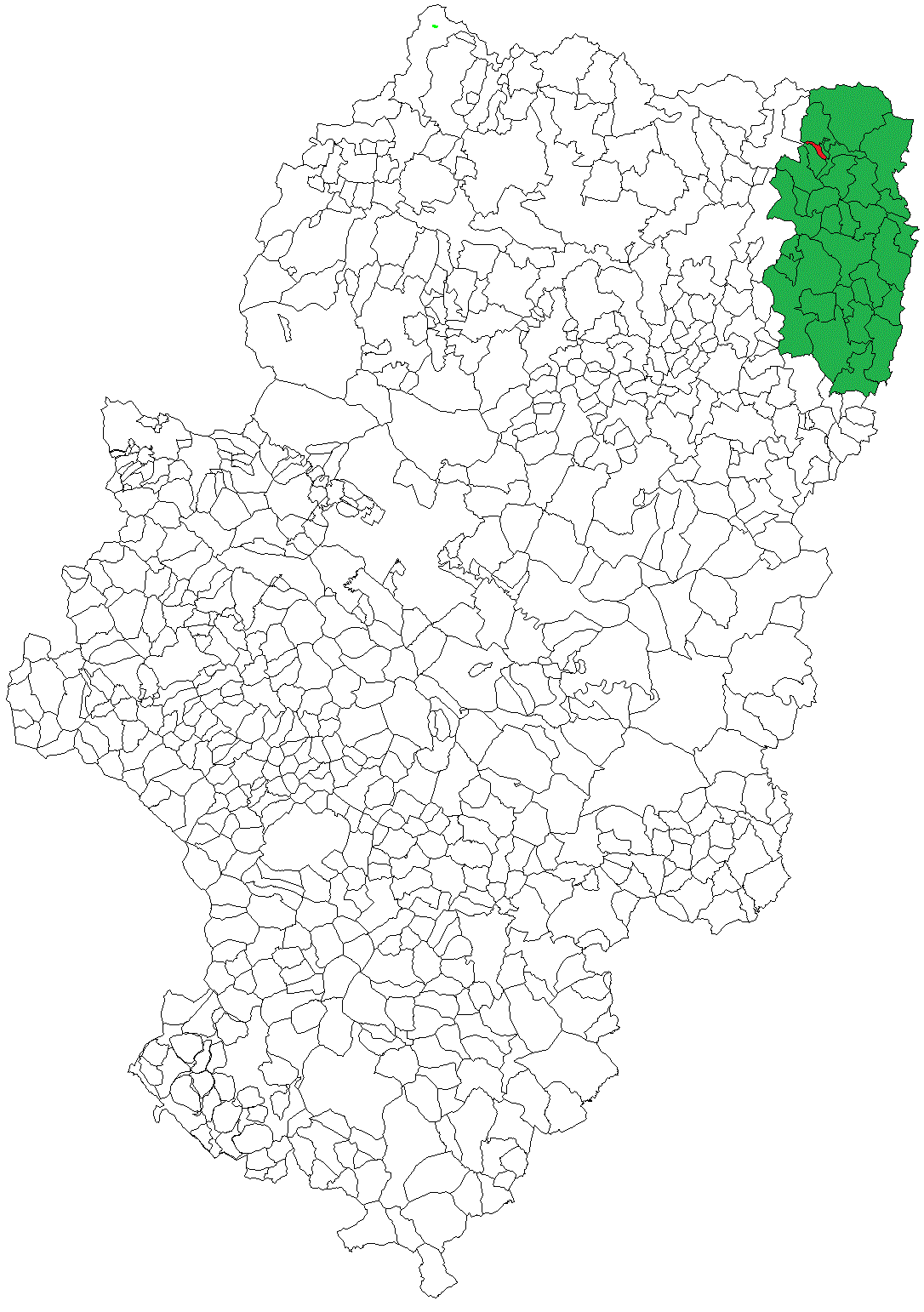 Mapa de la extensión y contorno del  Municipio de Villanova dentro Aragón