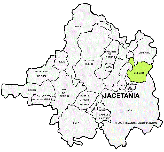 Municipio de Villanua dentro de la Comarca La Jacetania