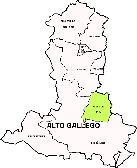 Municipio de Yebra de Basa dentro de la Comarca Alto Gállego