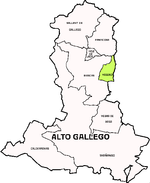 Municipio de Yesero dentro de la Comarca Alto Gállego