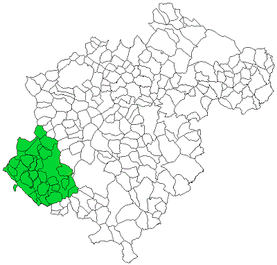 Mapa de la Comarca Albarracin situación dentro de Provincia de Teruel
