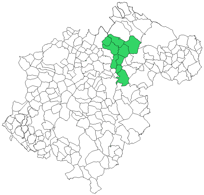 Mapa de la Comarca Andorra-Sierra de Arcos con su situación dentro de la provincia de Teruel