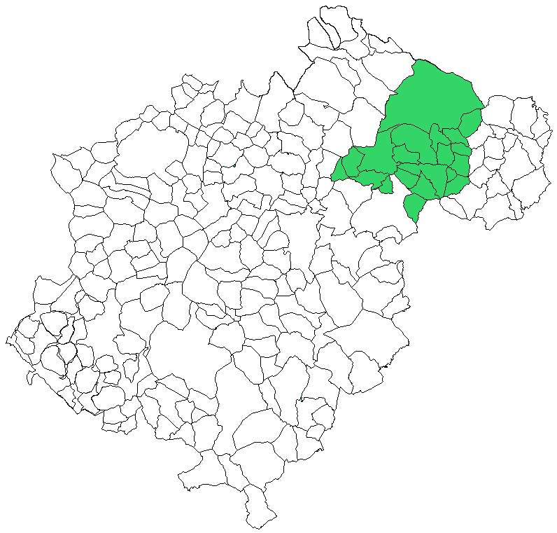 Mapa de la Comarca Bajo Aragón con su situación dentro de la Provincia de Teruel