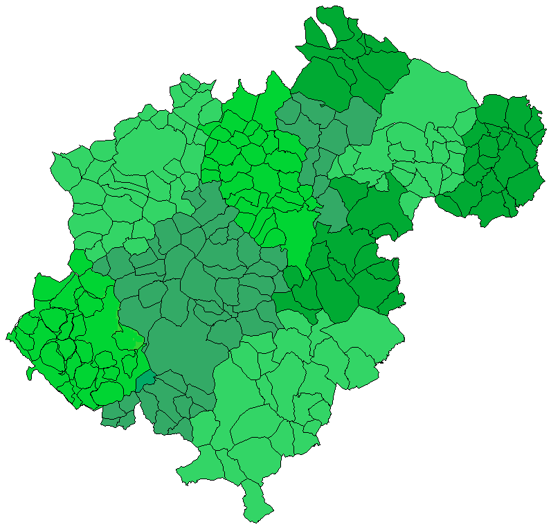 Mapa de la Provincia de Teruel con detalle de los municipio que la componen