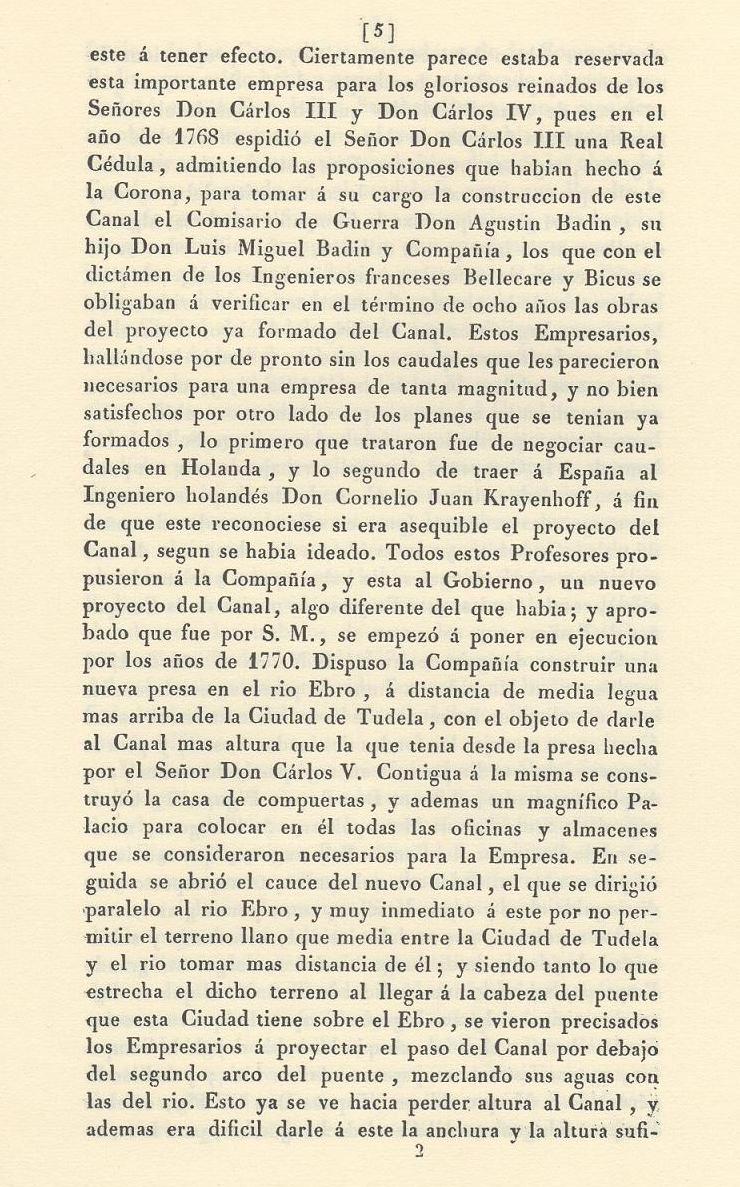 Página 5. Canal Imperial de Aragón. Memoria histórica. Noticia sobre las utilidades que produce, y explicación de que contiene