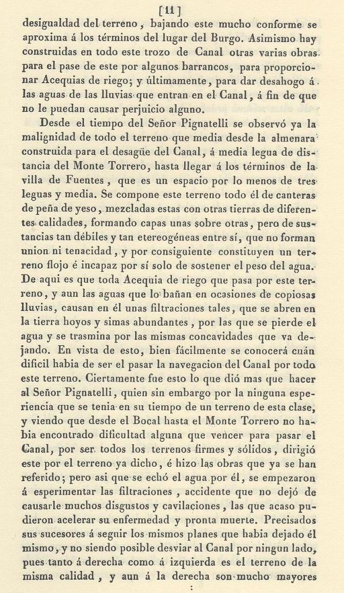 Página 11. Canal Imperial de Aragón. Memoria histórica. Noticia sobre las utilidades que produce, y explicación de que contiene