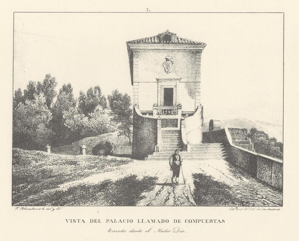 Lámina I. Canal Imperial de Aragón. Vista del Palacio llamado de compuertas. Memoria histórica.