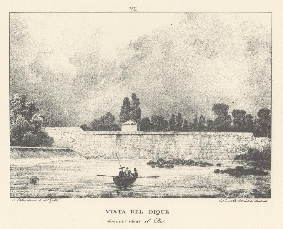 Lámina VI. Canal Imperial de Aragón. Vista del dique. Memoria histórica.