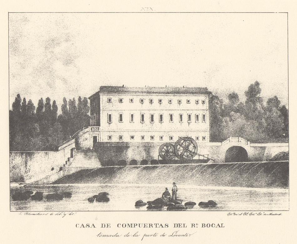 Lámina XIX. Canal Imperial de Aragón. Casa de compuertas del R. Bocal. Memoria histórica.
