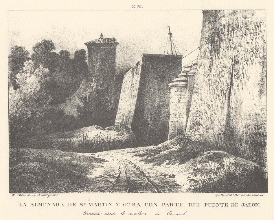 Lámina XX. Canal Imperial de Aragón. La Almenara de San Martín y otra con parte del puente del Jalón. Memoria histórica.