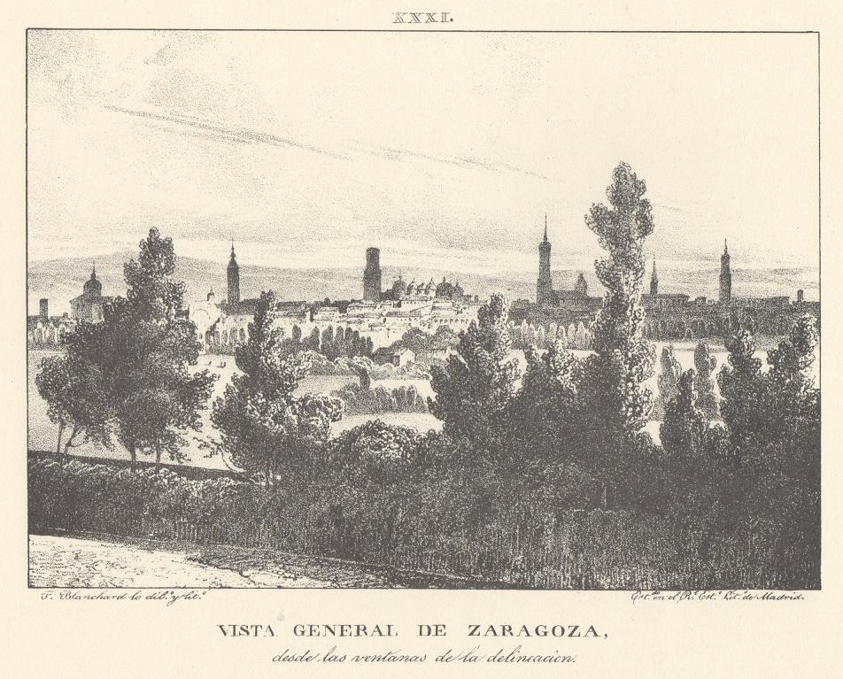 Lámina XXXI. Canal Imperial de Aragón. Vista general de Zaragoza. Memoria histórica.
