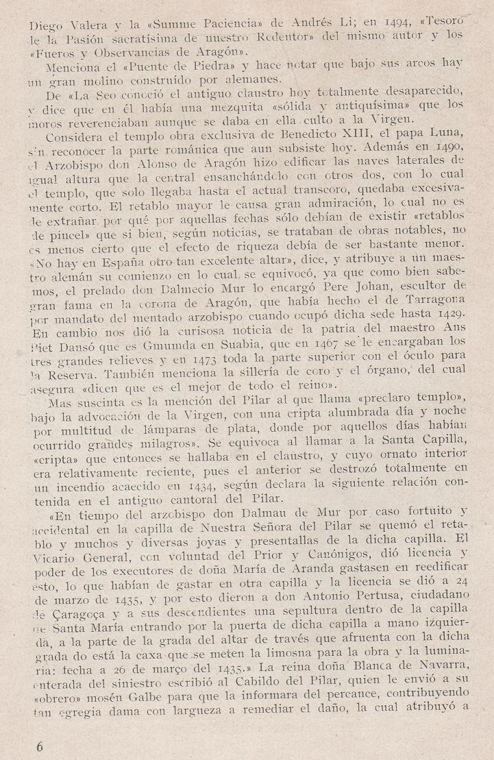 Página 6. La visita de Jerónimo Münzer a Zaragoza en el año 1495. Publicaciones de -La Cadiera XV-. Libreria General Zaragoza 1949. Página 6. La visita de Jerónimo Münzer a Zaragoza en el año 1495. Publicaciones de -La Cadiera XV-. Libreria General Zaragoza 1949.
