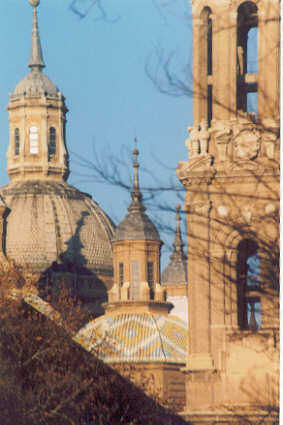 Zaragoza El Pilar entre árboles