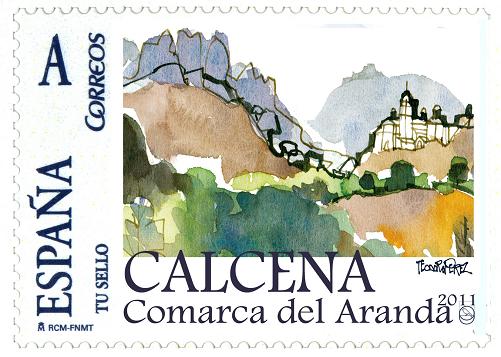 Sello de correos de Calcena. Comarca del Aranda.